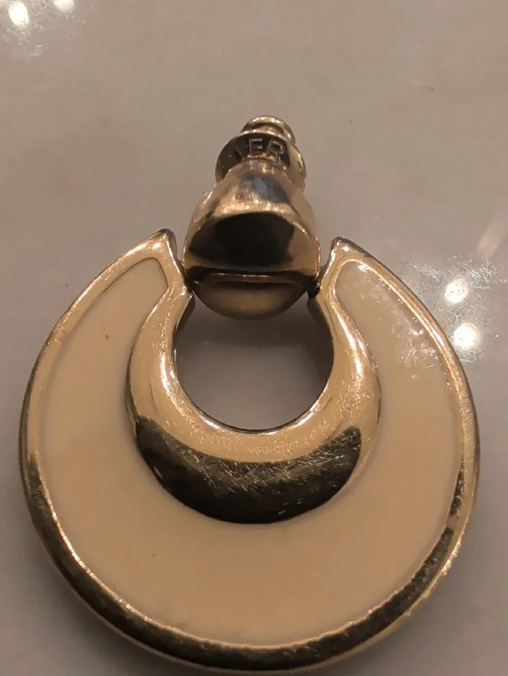 Napier Gold and Cream Crescent Hoop Earrings